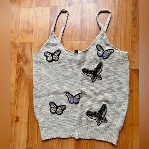 H&M Butterfly Embroidered Camisole - Cream